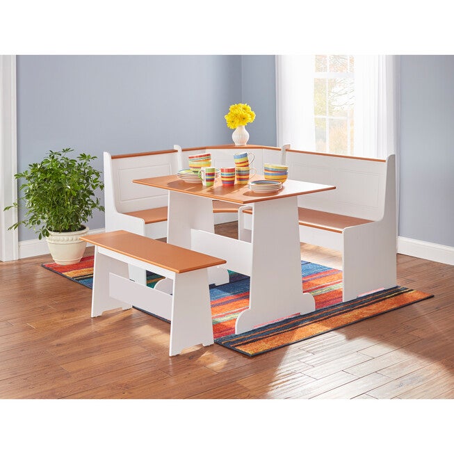 Breakfast Nook Table and Bench, WHITE HONEY, hi-res image number 0