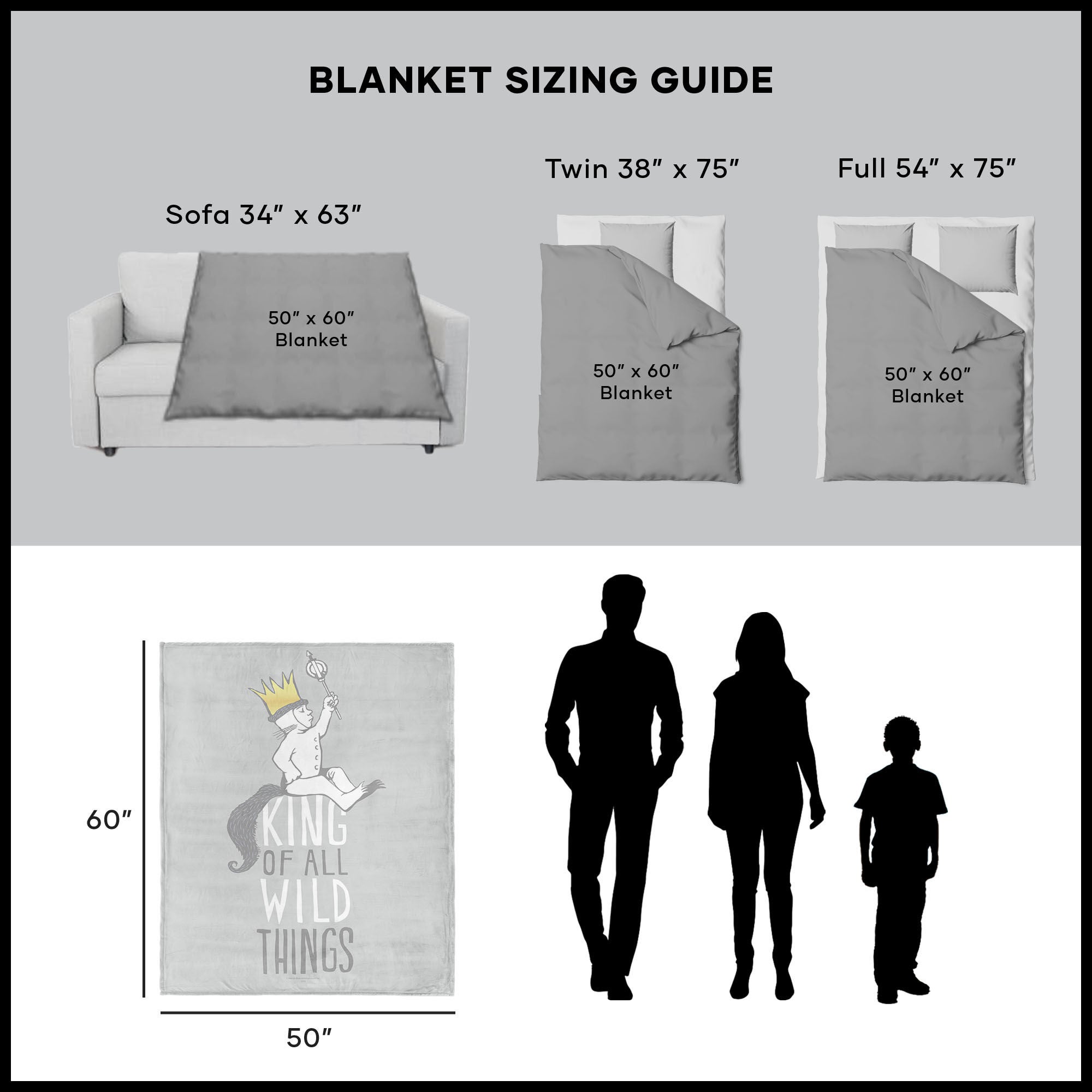 Warner Bros. Where the Wild Things Are King of All Silk Touch Throw Blanket 50x60 Inches, GRAY, alternate image number 5