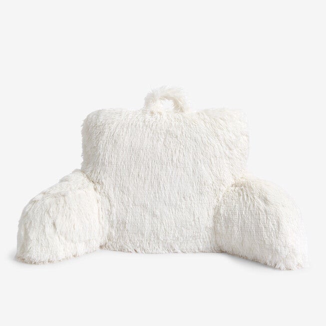Lola Shaggy Backrest Pillow, WHITE, hi-res image number 0