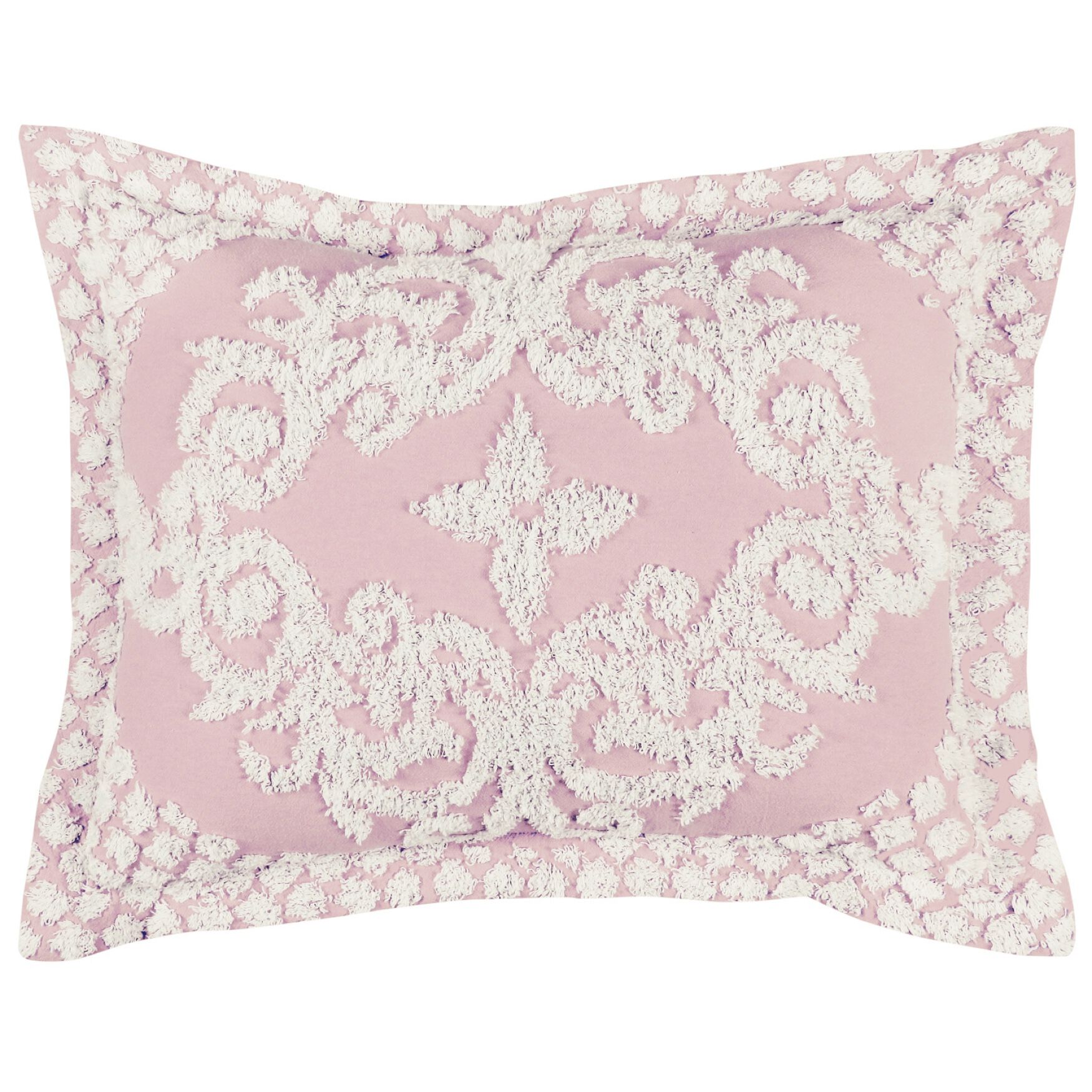 Chenille Medallion Design, Standard Sham, PINK, hi-res image number 0