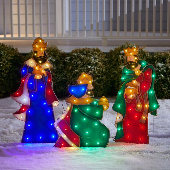 Set Of 3 Wise Men Yard Decor Plus Size Outdoor Christmas Lighted