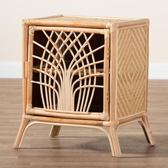 Danna Modern Bohemian Natural Brown Rattan Nightstand, , alternate image number 9