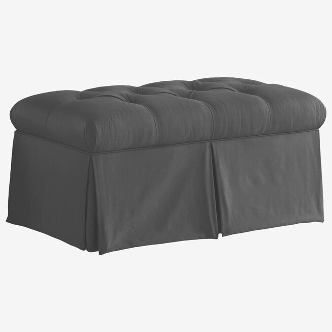 Skirted Storage Bench in Shantung, BLACK, hi-res image number null