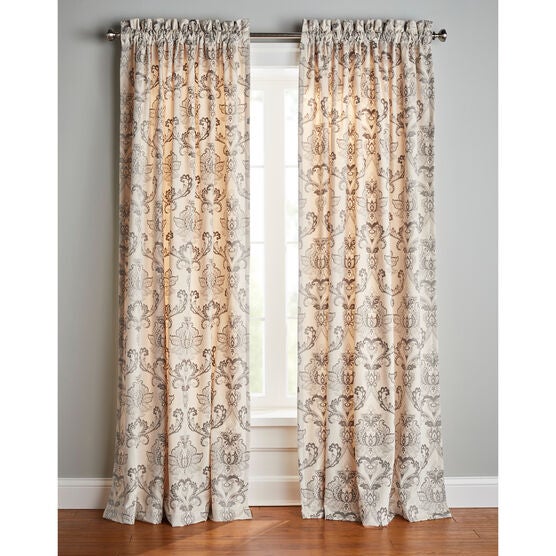 damask velvet grommet panel, SOFT GRAY, hi-res image number null