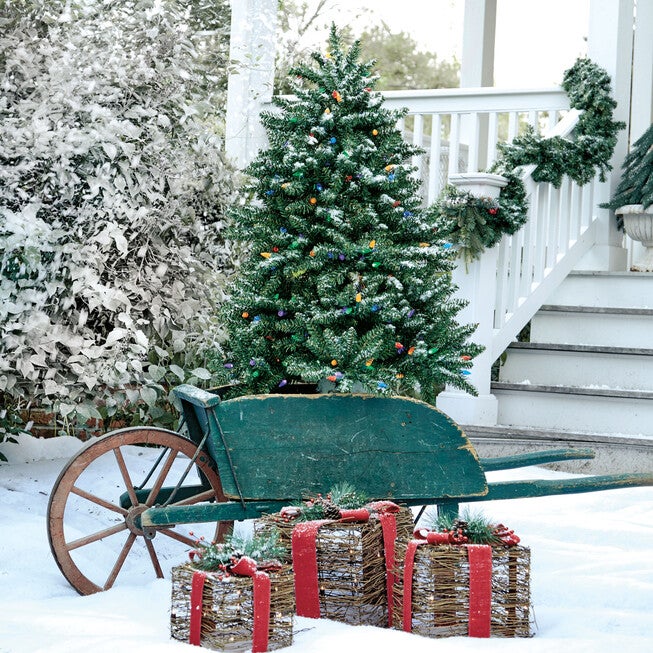 Set of 3 Pre-Lit Rattan Gift Boxes , , alternate image number null