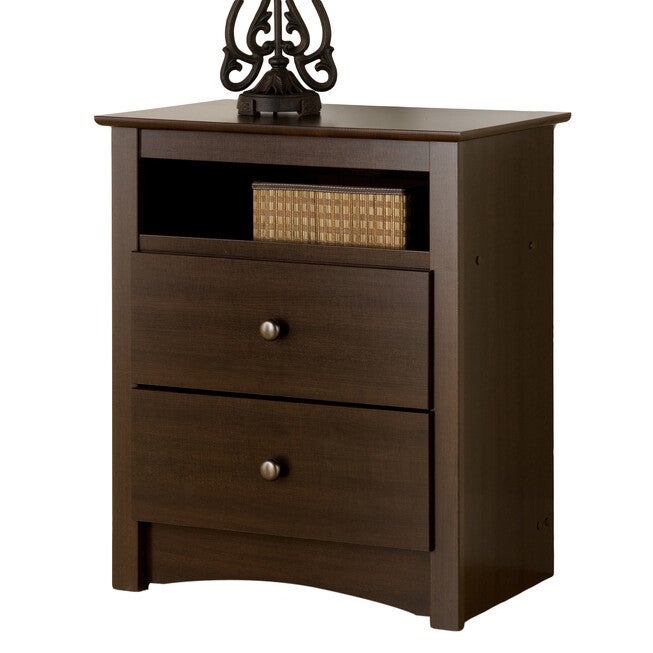 Fremont Espresso 2 Drawer Tall Night Stand with Open Shelf, ESPRESSO, hi-res image number null