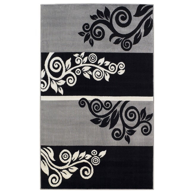 Capri Black/Grey 5' x 7' Area Rug, BLACK GREY, hi-res image number 0