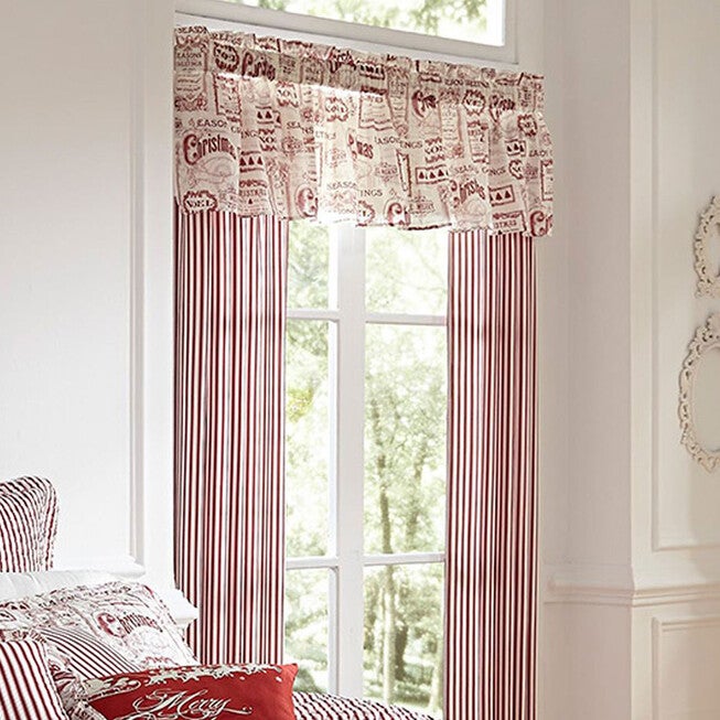 Vintage Christmas Valance, IVORY RED, hi-res image number 0