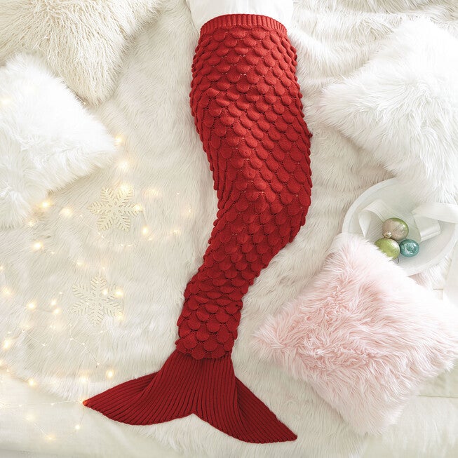 Metallic Mermaid Blanket , RED, hi-res image number 0