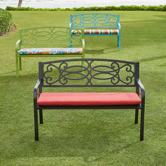 Steel Garden Bench Cushion Set Plus Size Patio Furniture