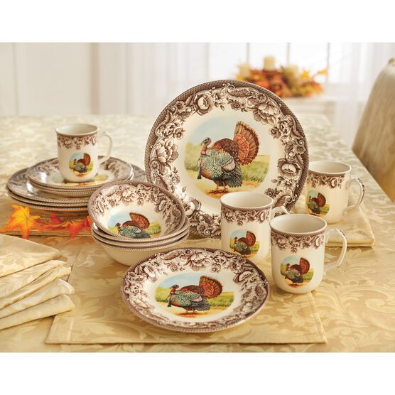 16 Pc Turkey Dinnerware Set Plus Size Thanksgiving Fullbeauty