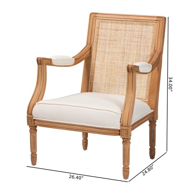 Garridan Traditional French Beige Fabric And Dark Brown Finished Wood Accent Chair, , alternate image number null