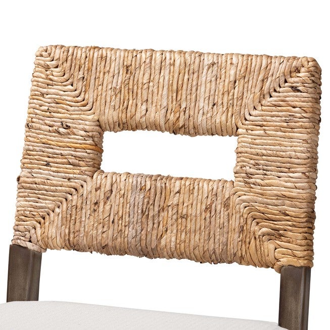 Porsha Modern Bohemian Dark Brown Finished Mahogany Wood And Natural Rattan Counter Stool, , alternate image number null