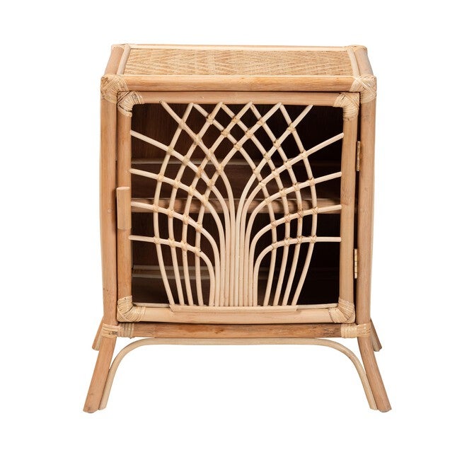 Danna Modern Bohemian Natural Brown Rattan Nightstand, , alternate image number 3