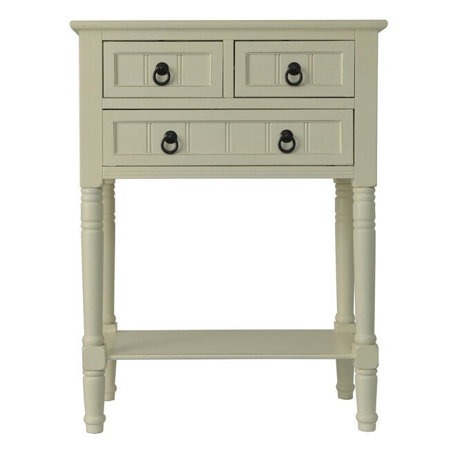 Antique 3 Drawer Console, ANTIQUE WHITE, hi-res image number null