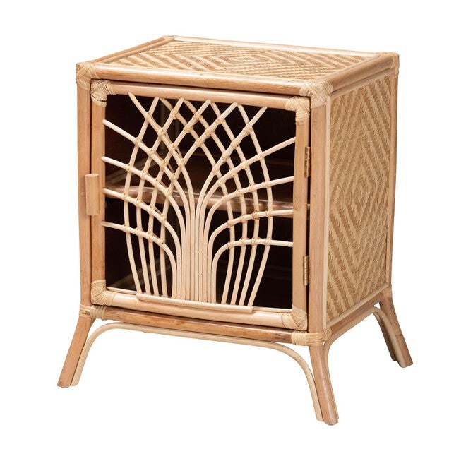 Danna Modern Bohemian Natural Brown Rattan Nightstand, NATURAL BROWN RATTAN, hi-res image number 0