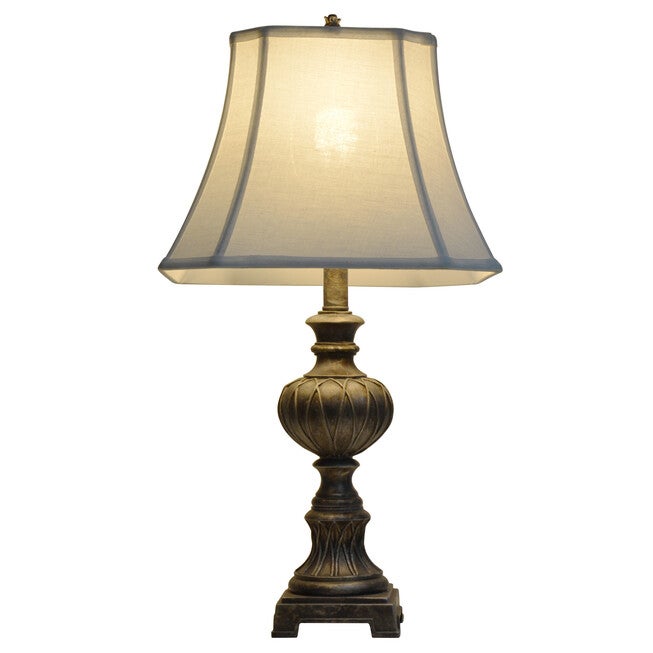 25 inches Carved Silver Tone Table Lamp, , on-hover image number null