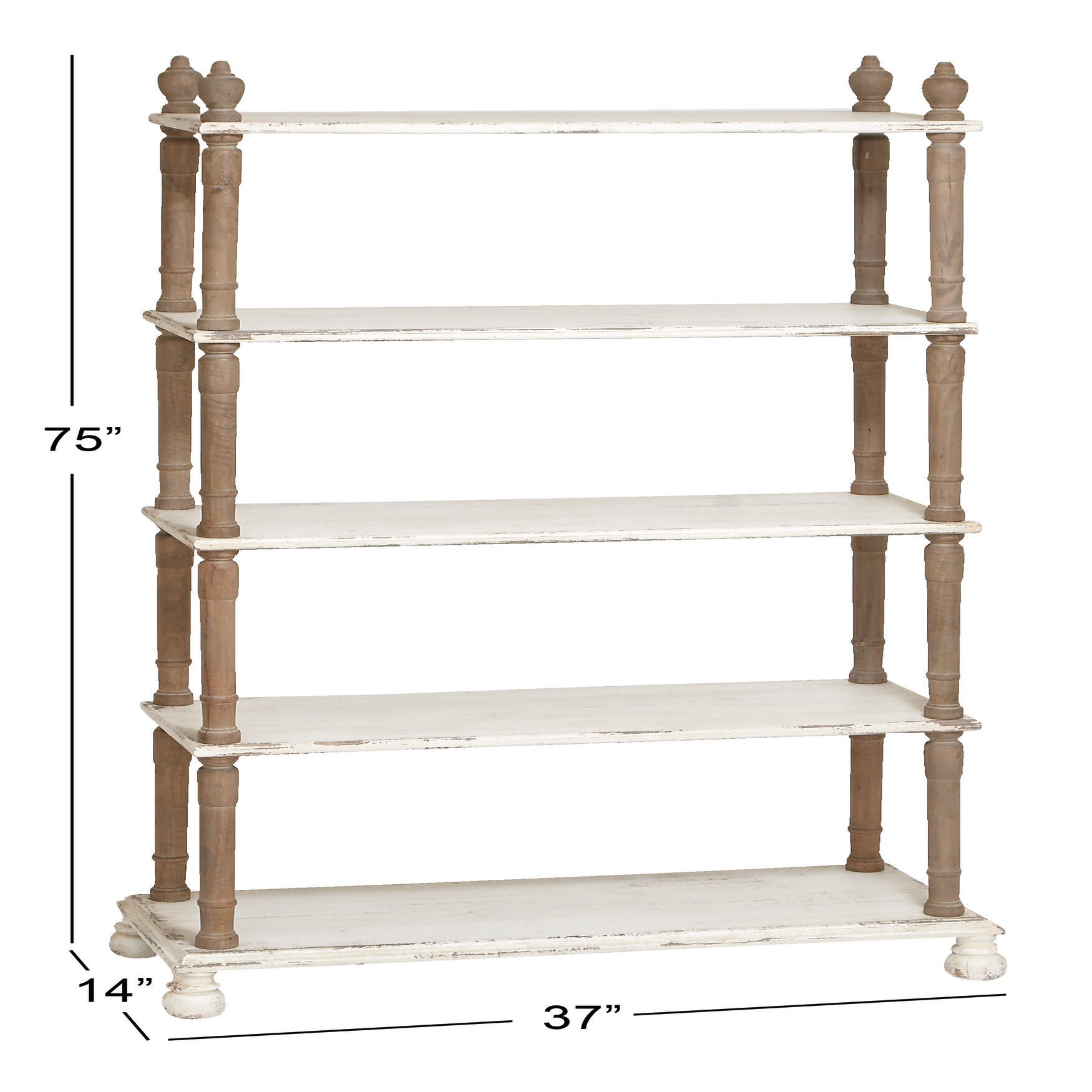 White Wood Farmhouse Shelving Unit, 75 inches x 37 inches x 14 inches, , alternate image number 5