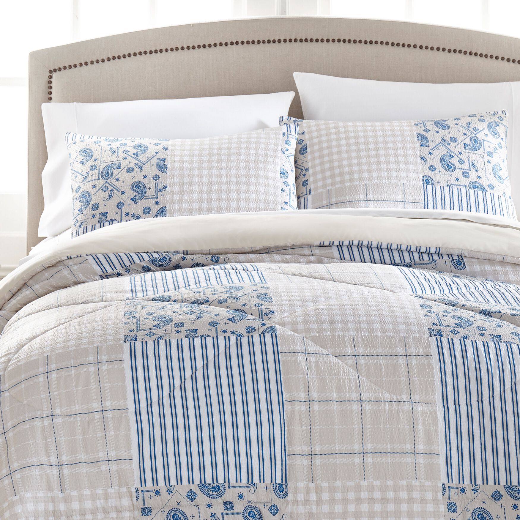 Seersucker Printed 3-Pc. Comforter Set, , alternate image number 2