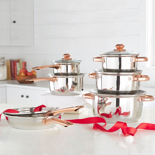 17-Pc. Cookware & Utensil Set with Copper Knobs, , on-hover image number null