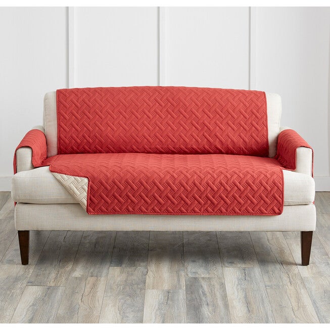 ANTI-BACTERIAL PINSONIC Loveseat PROTECTOR, MERLOT NATURAL, hi-res image number 0