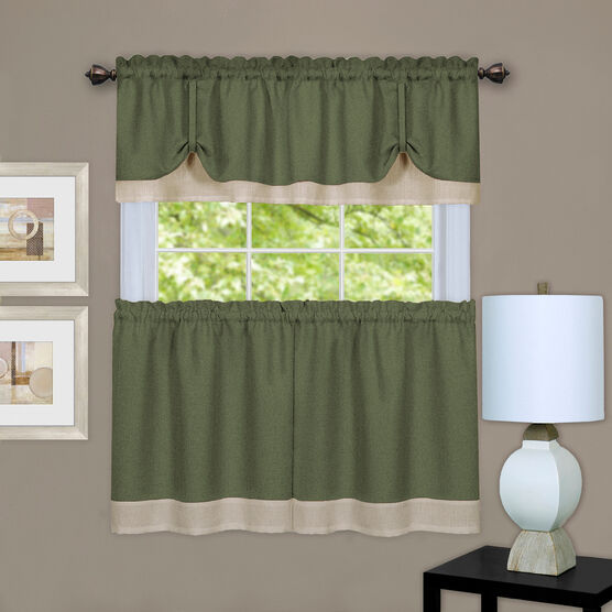 Darcy Window Tier Curtain Set, GREEN CAMEL, hi-res image number null