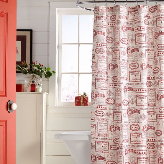 13 Pc Vintage Christmas Shower Curtain Plus Size Shower Curtains
