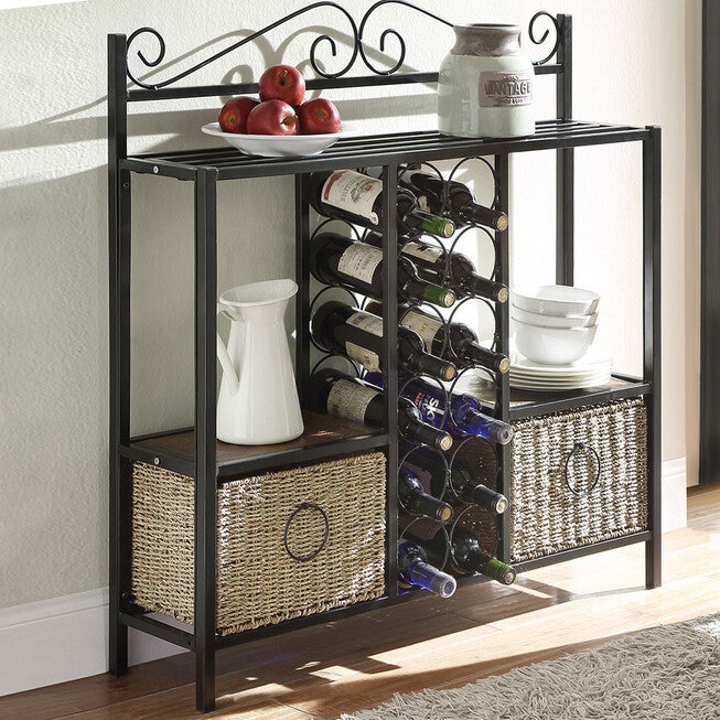 Storage Rack with Two Baskets, BLACK BROWN, hi-res image number null