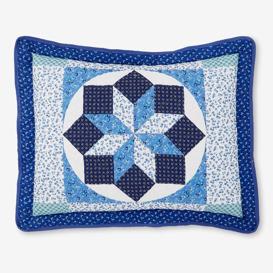starburst printed patchwork standard sham, BLUE MULTI, hi-res image number null
