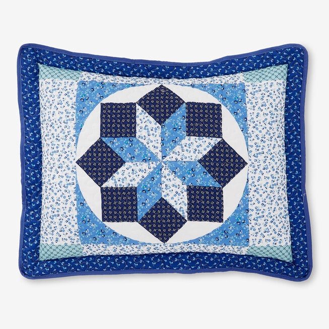 starburst printed patchwork standard sham, BLUE MULTI, hi-res image number 0
