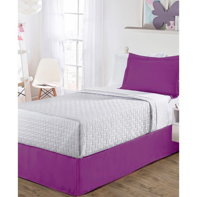 Luxury Hotel Classic Tailored 14 inches Drop Purple Bed Skirt, PURPLE, hi-res image number 0
