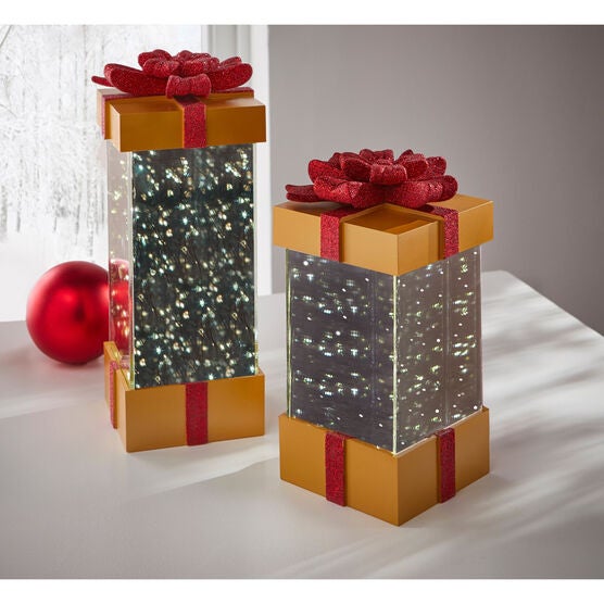 10"H LED Gold Mirror Gift Box, RED GOLD, hi-res image number null