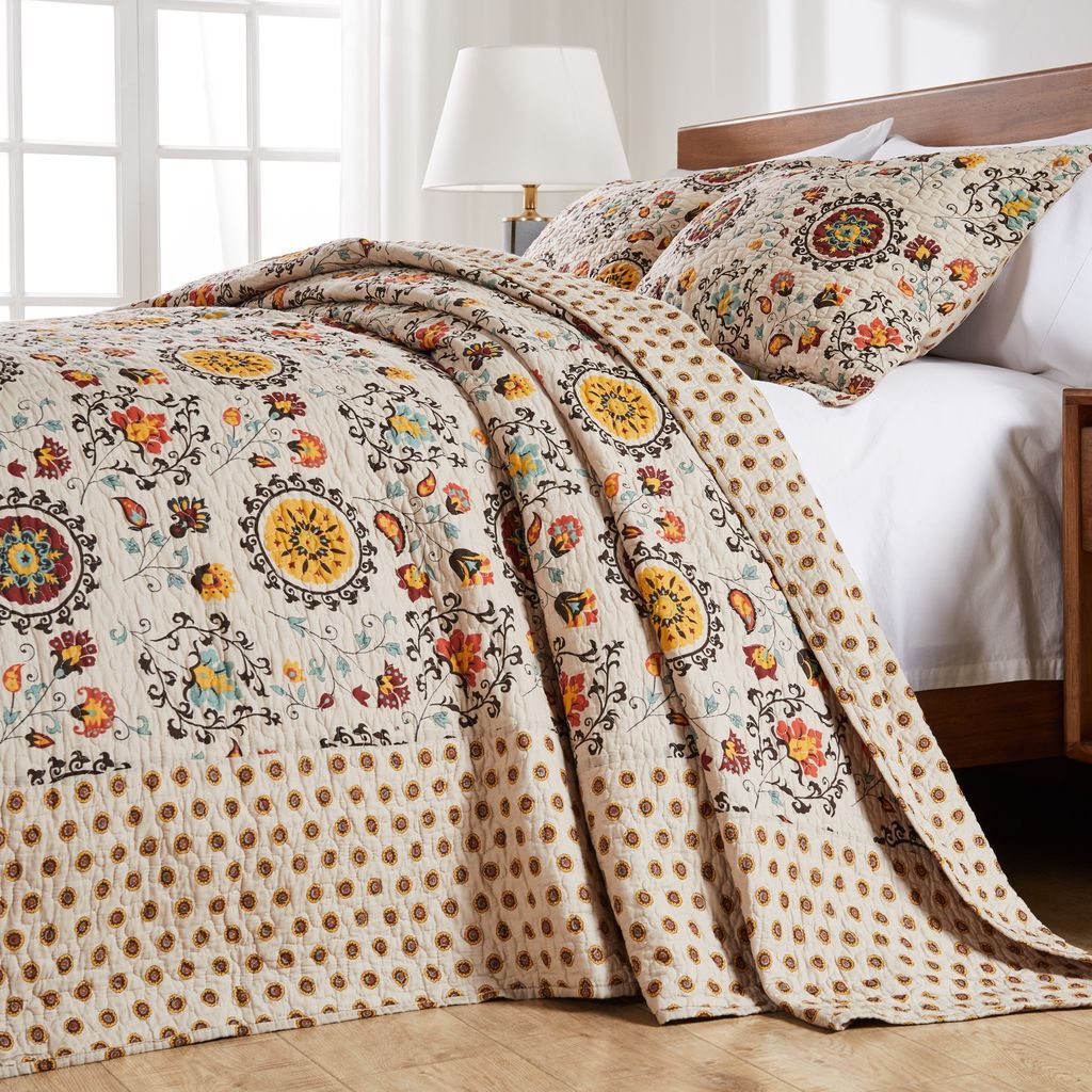Andorra Traditional Cotton Quilted Bedspread Set, MULTI, alternate image number 3