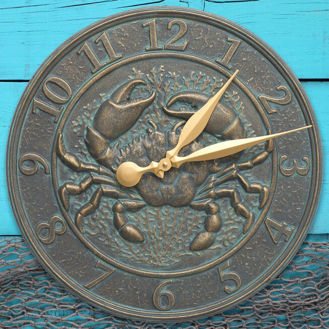 Crab Sealife Clock, BRONZE VERDI, hi-res image number 0