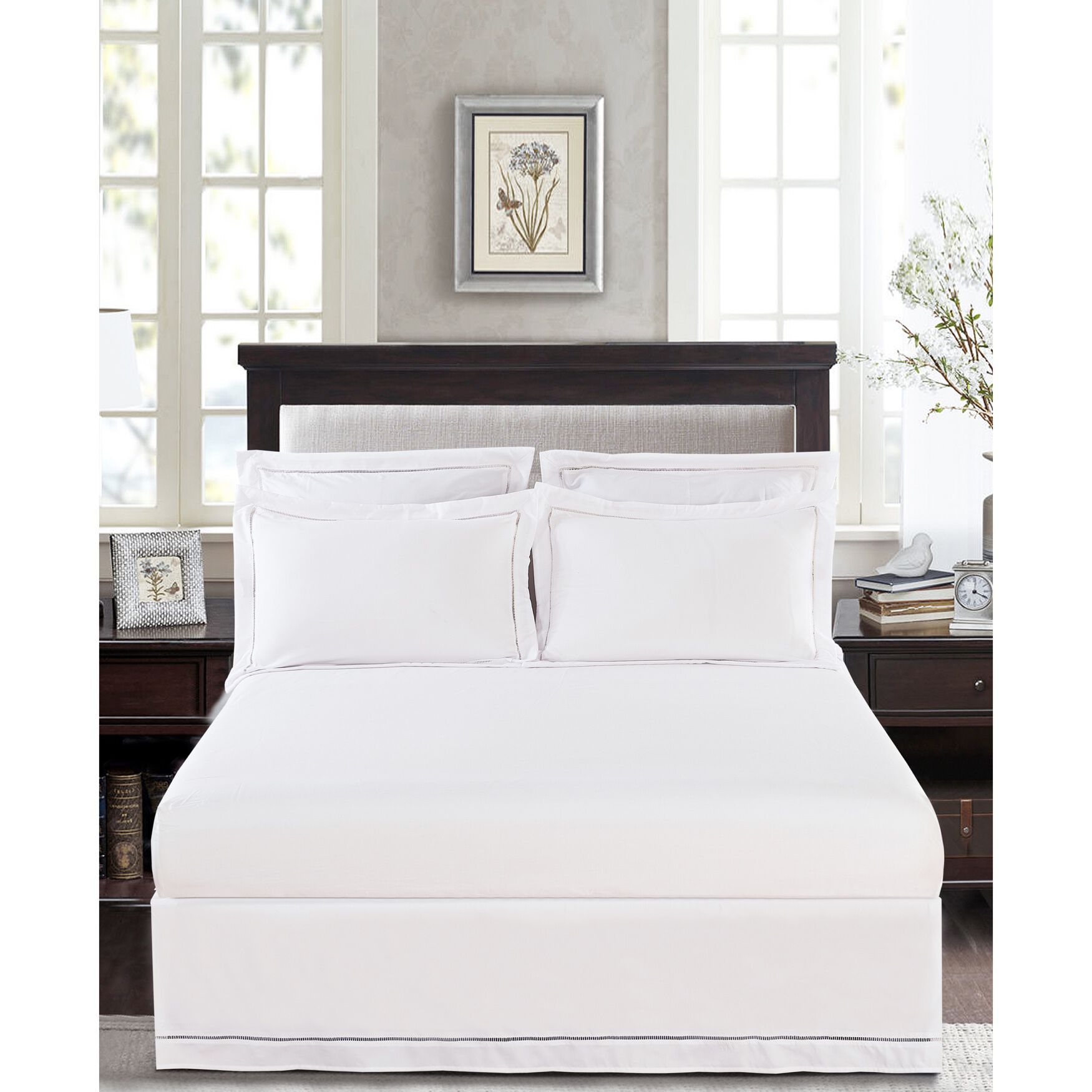 Luxury Hotel Hemstitch White 14 inches Drop Bed Skirt, , alternate image number 3