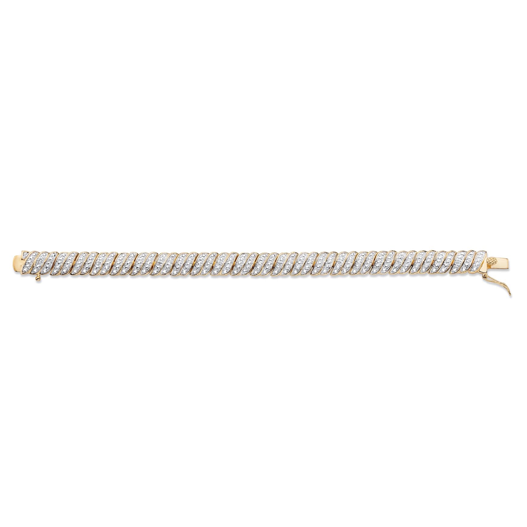 Yellow Gold Plated Tennis Bracelet (10mm), Genuine Diamond Accent 7 inches, , alternate image number 3