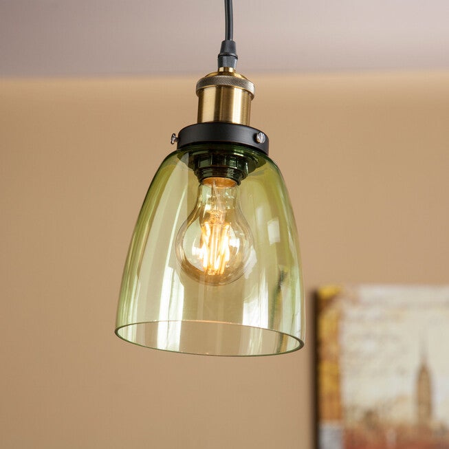 Colored Glass Mini Arched Bell-Shaped Pendant Lamp, GREEN BLACK, hi-res image number null
