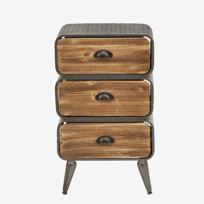 Urban Loft 3 Rounded Drawer Chest, NATURAL WOOD, hi-res image number null