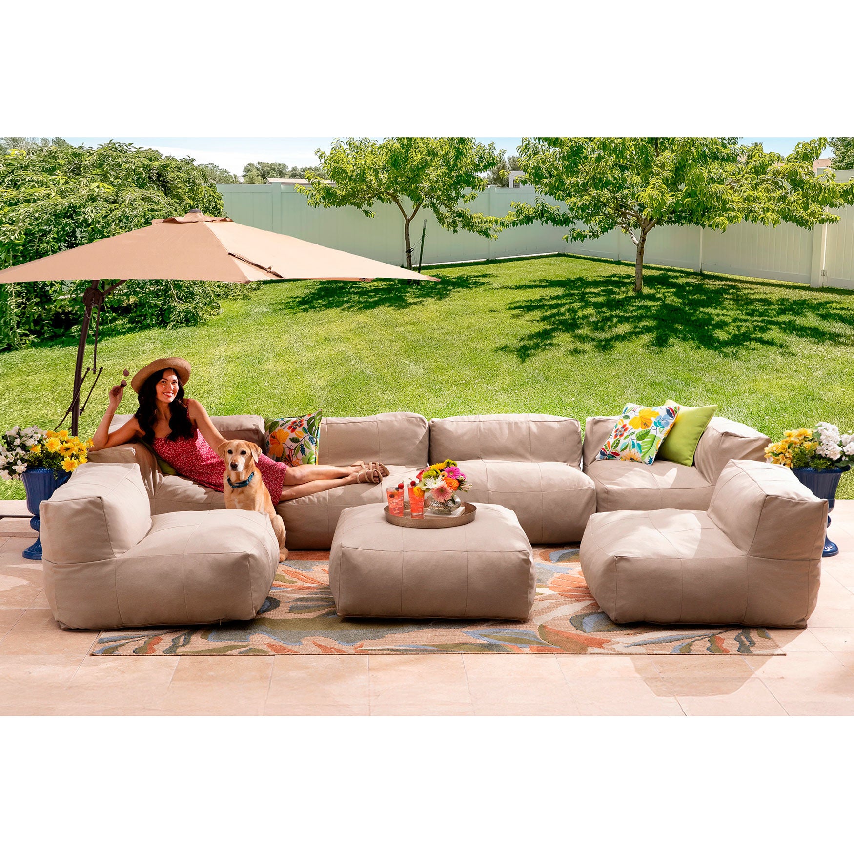 Indoor/Outdoor Santorini Modular Single Deep Seat Chair, TAUPE, on-hover image number 1