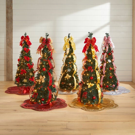 Fully Decorated Pre Lit 4 Pop Up Christmas Tree Plus Size
