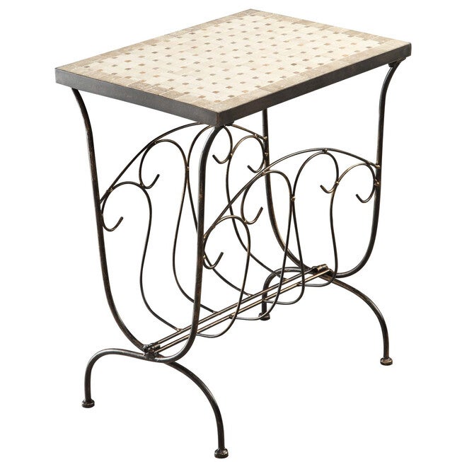 Travertine Magazine End Table, , alternate image number null
