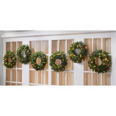 18" Pre-Lit Arrow-Tip Wreaths, Set of 6