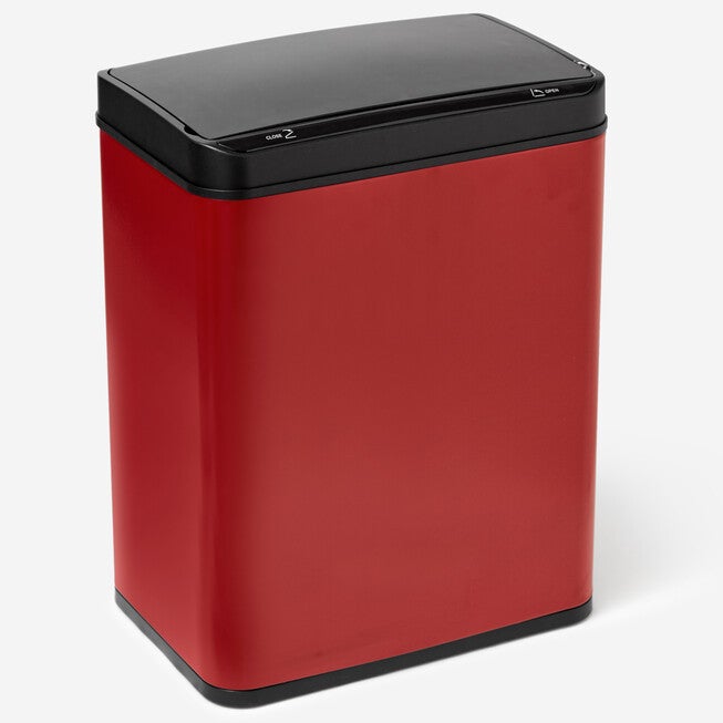 50-Lt. Wide Motion Sensor Trash Can, RED, hi-res image number 0