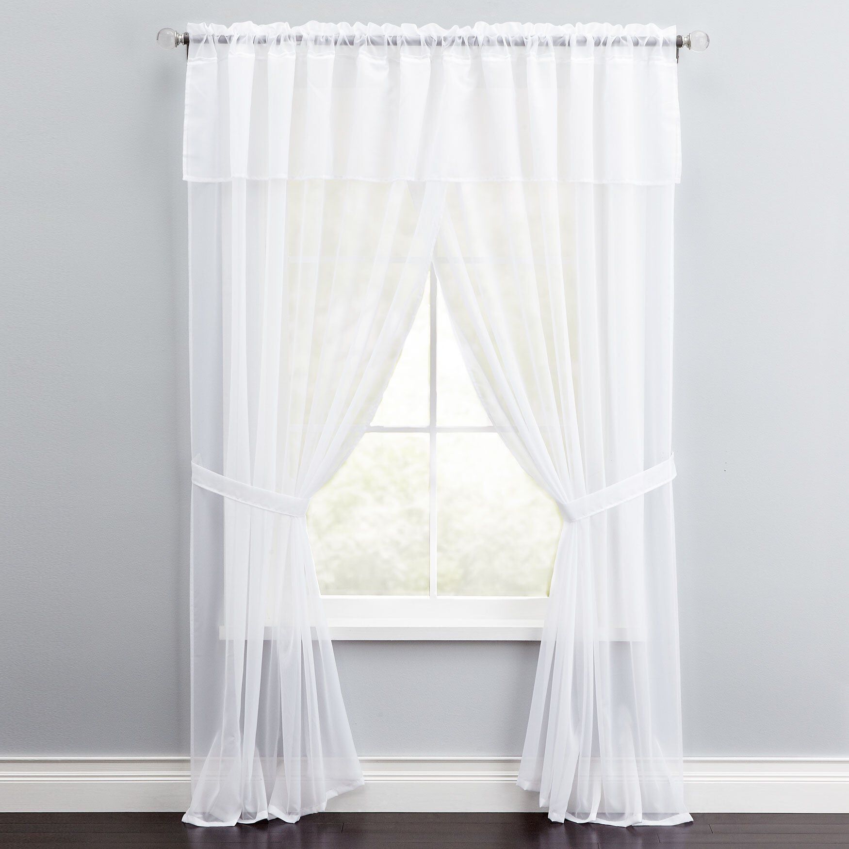 BH Studio Sheer Voile 5-Pc. One-Rod Curtain Set