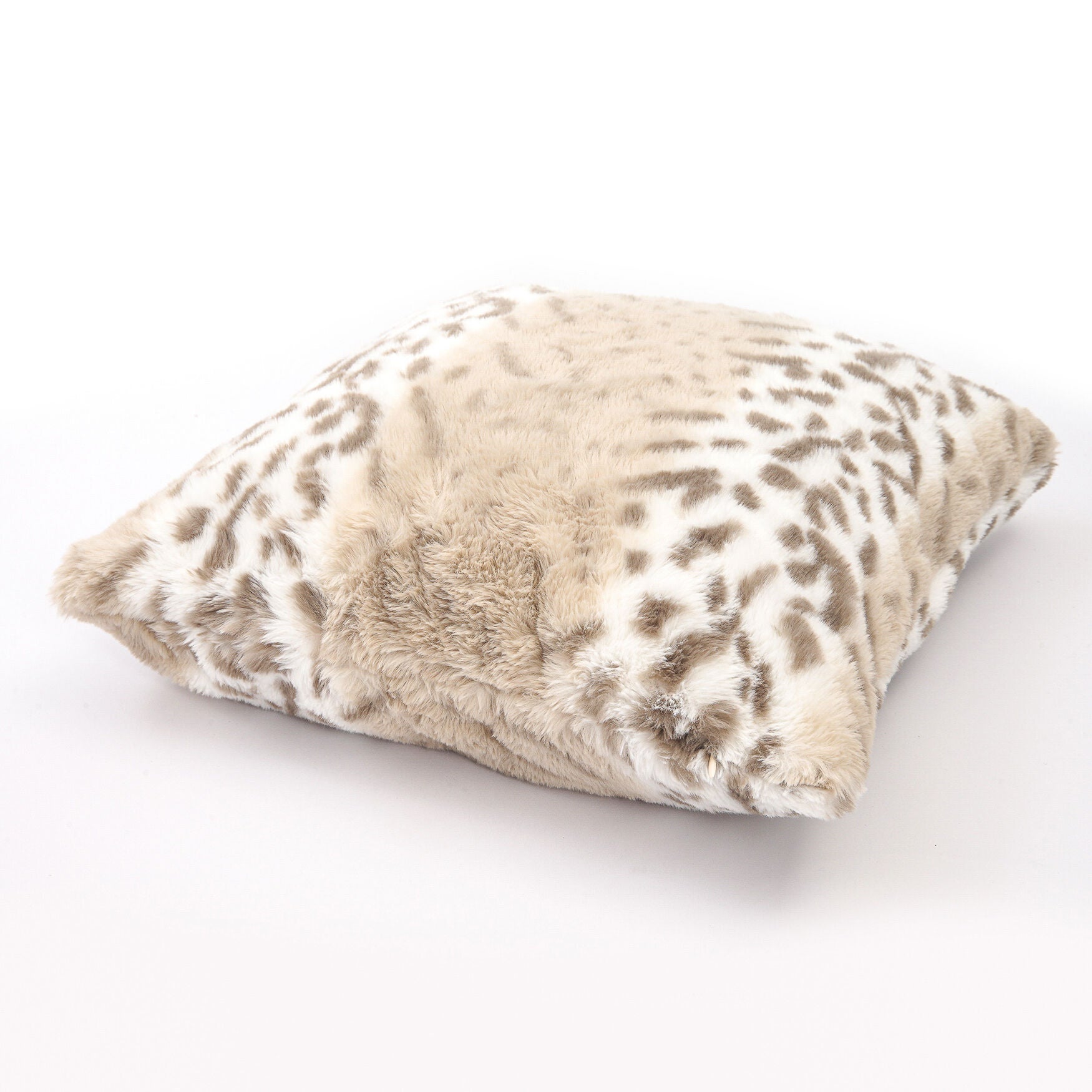 SNOW LEOPARD FAUX FUR PILLOW 18X18, , on-hover image number 1