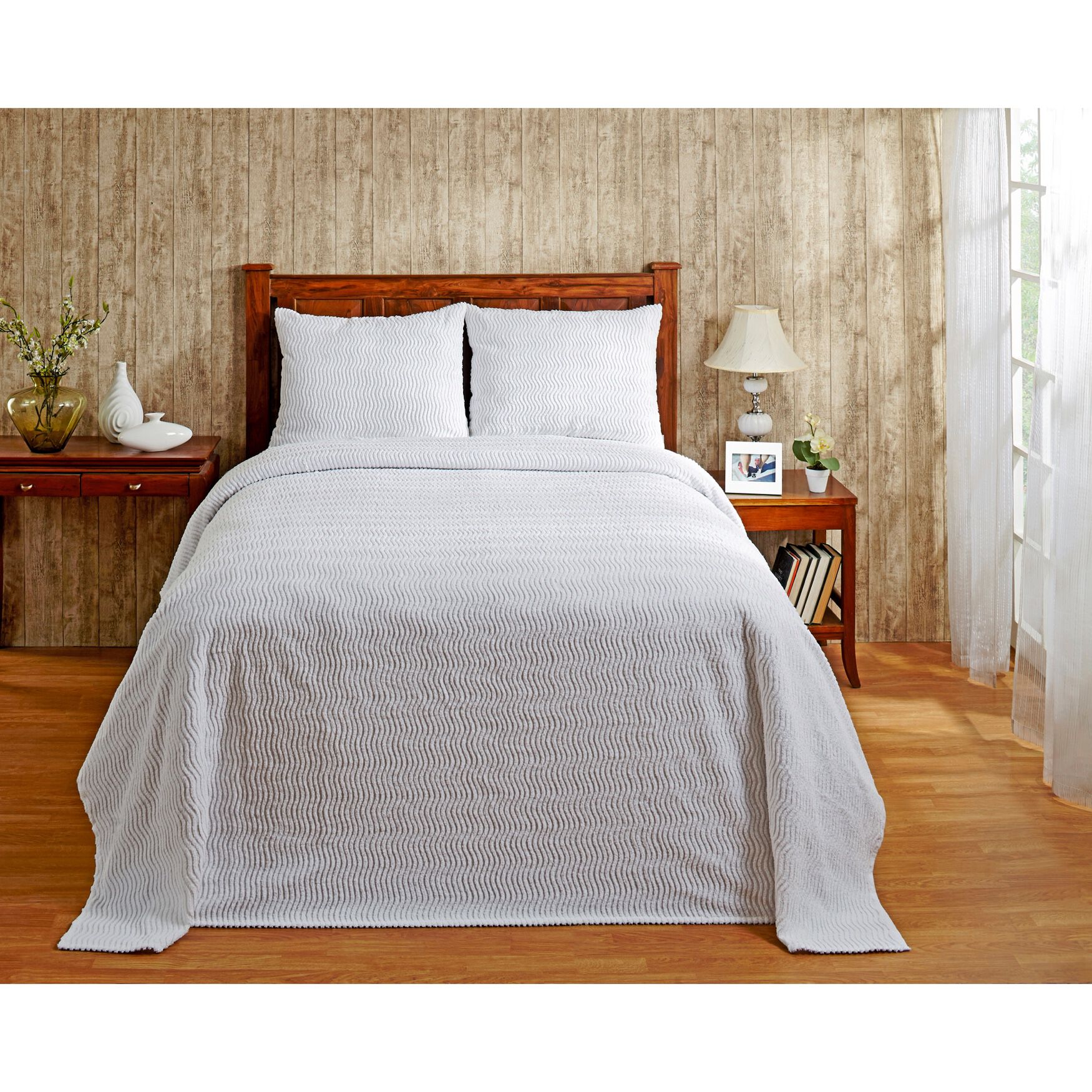 Natick Collection Tufted Chenille Bedspread , WHITE, hi-res image number 0