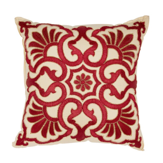 Josephine Embroidered Decor Pillow, IVORY RED, hi-res image number null