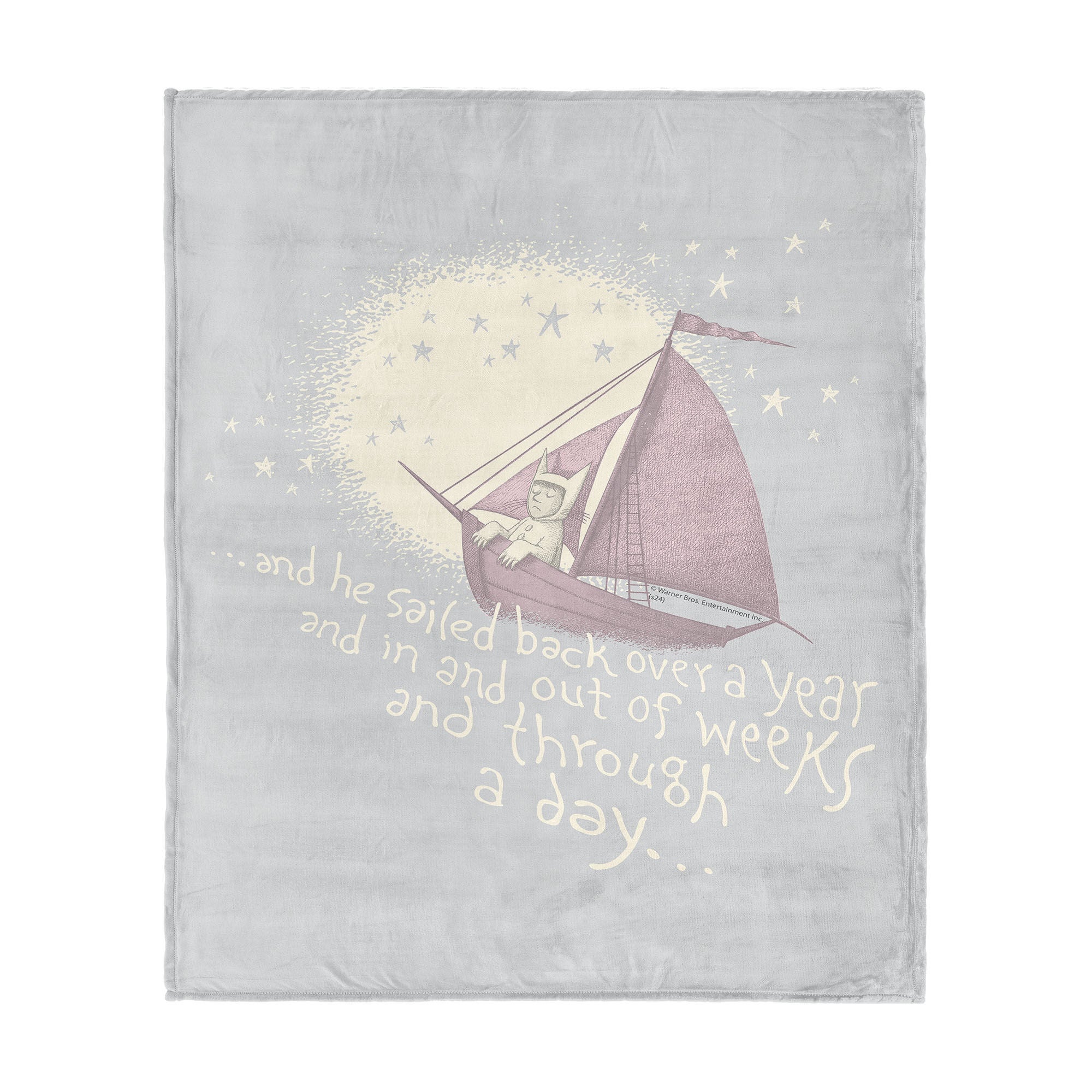 Warner Bros. Where the Wild Things Are He Sailed  Silk Touch Throw Blanket 40x50 Inches, GRAY, hi-res image number 0