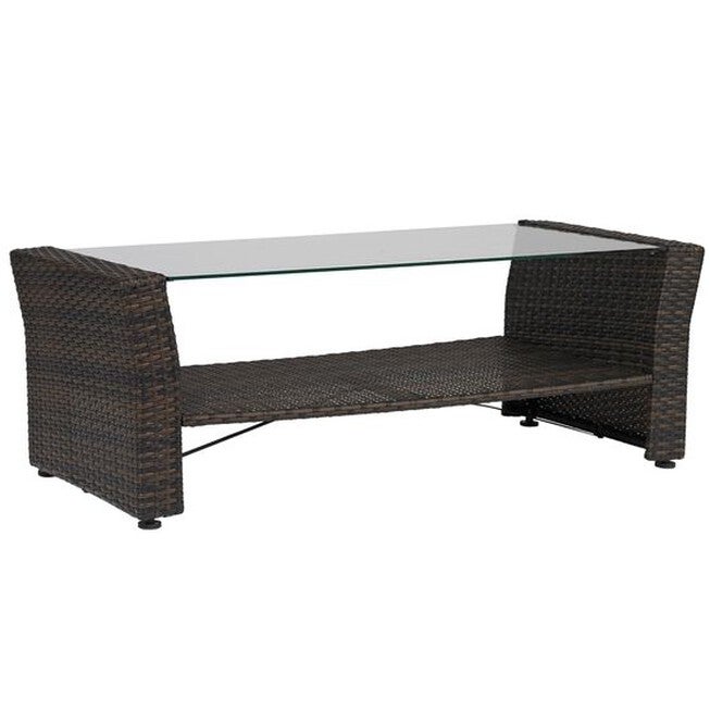 Santiago Glass Top Coffee Table, BROWN, hi-res image number null