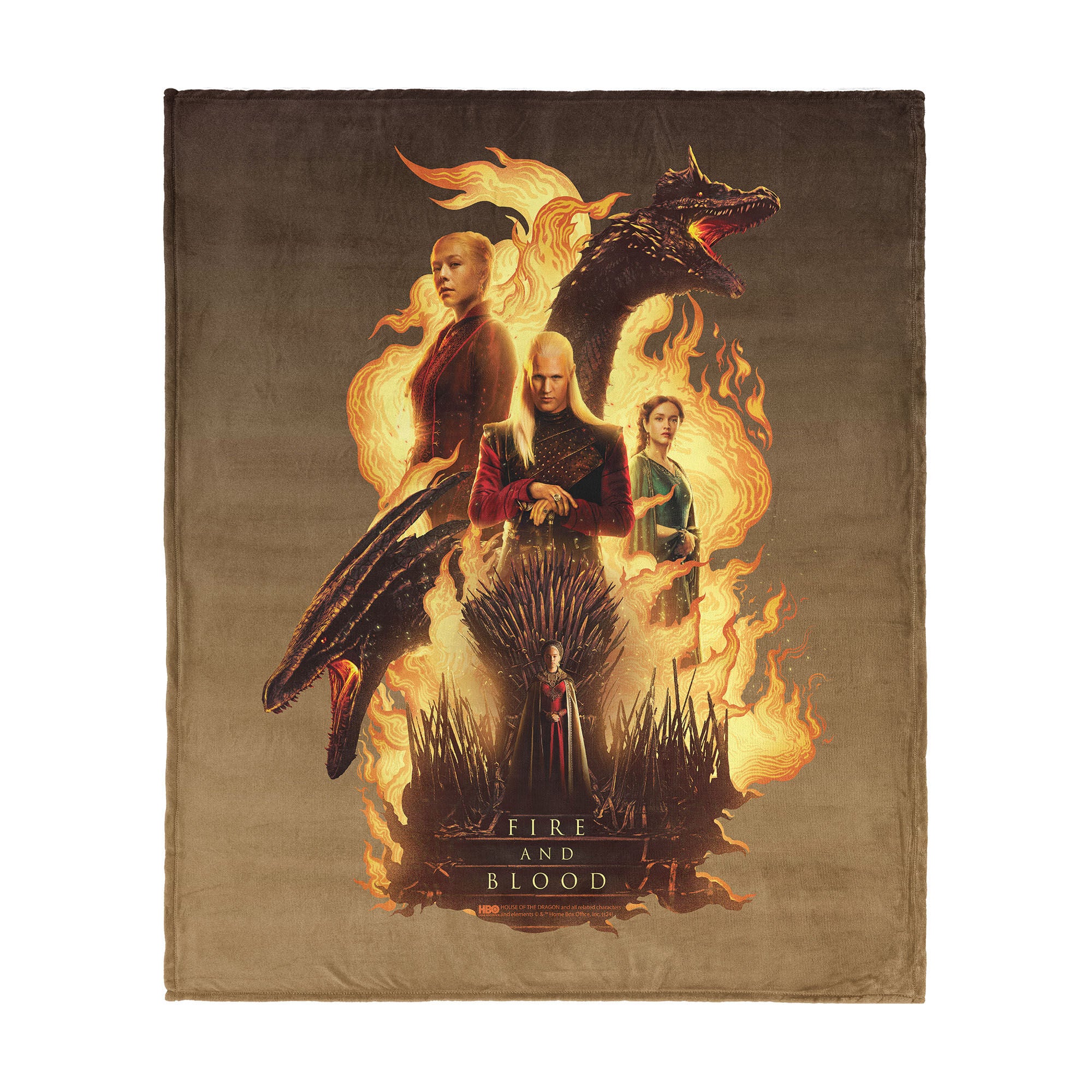 Warner Bros. House of the Dragon Fire and Blood Reigns Silk Touch Throw Blanket 40x50 Inches, YELLOW, hi-res image number 0
